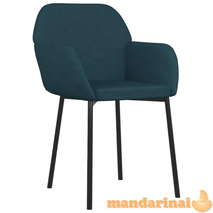 Valgomojo kėdės, 2vnt., mėlynos spalvos, aksomas
