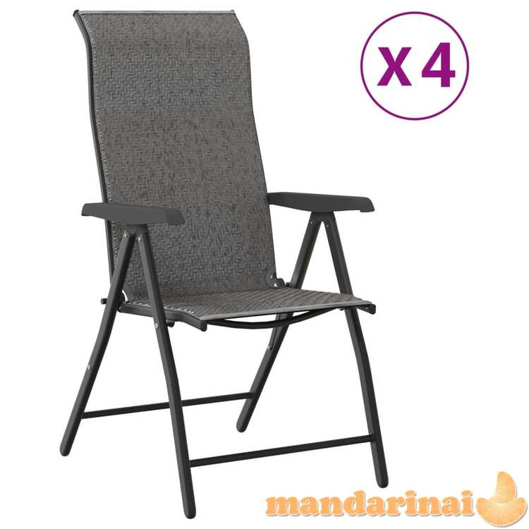 Sulankstomos sodo kėdės, 4vnt., pilkos spalvos, poliratanas
