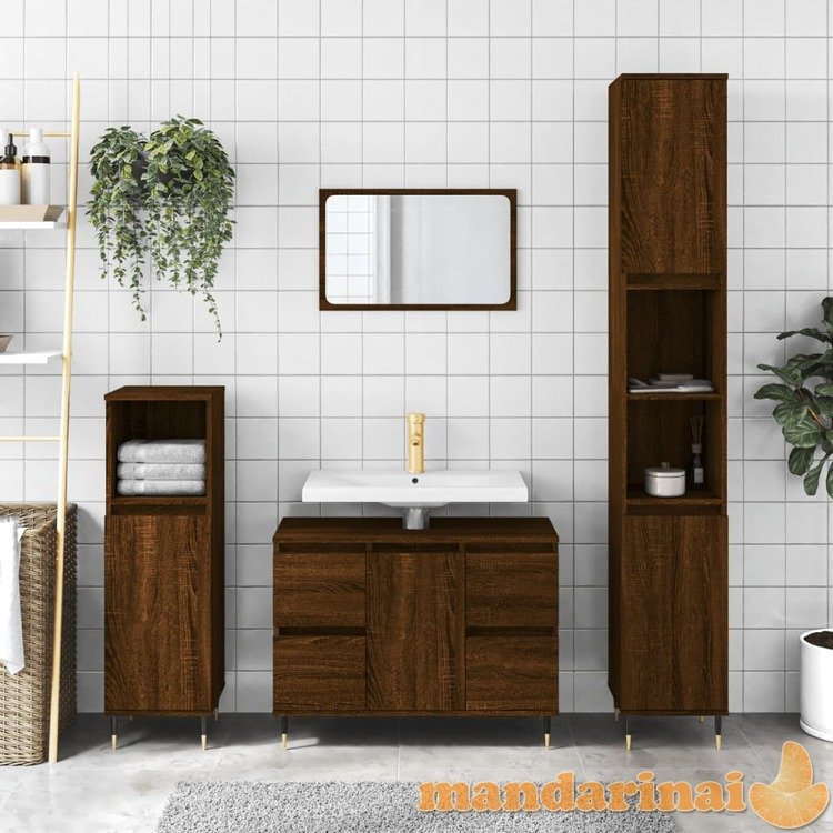 Vonios kambario spintelė, ruda ąžuolo, 80x33x60cm, mediena