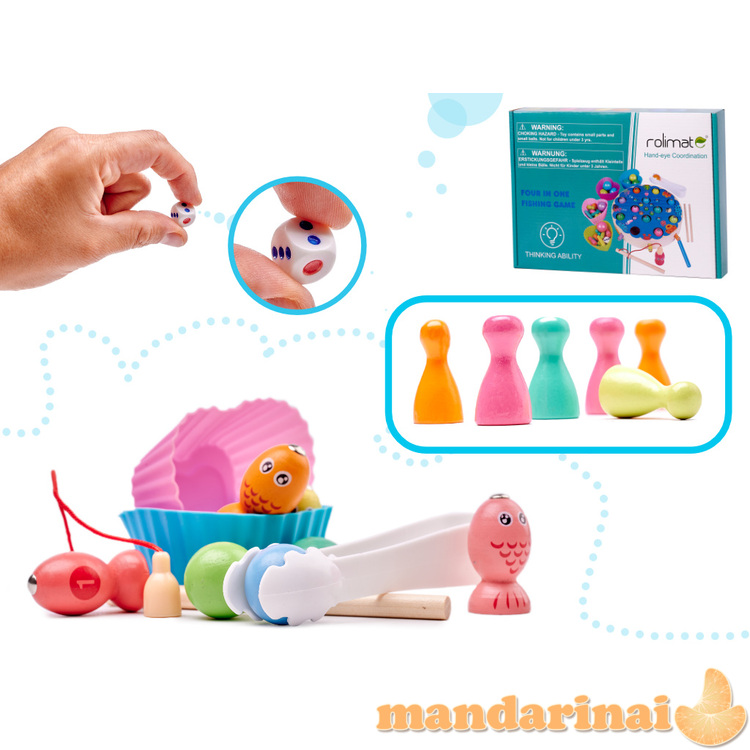 Šeimos žaidimas žuvų vikšrų žvejyba montessori 1