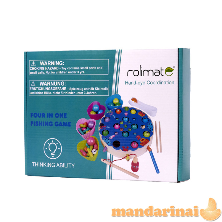 Šeimos žaidimas žuvų vikšrų žvejyba montessori 3