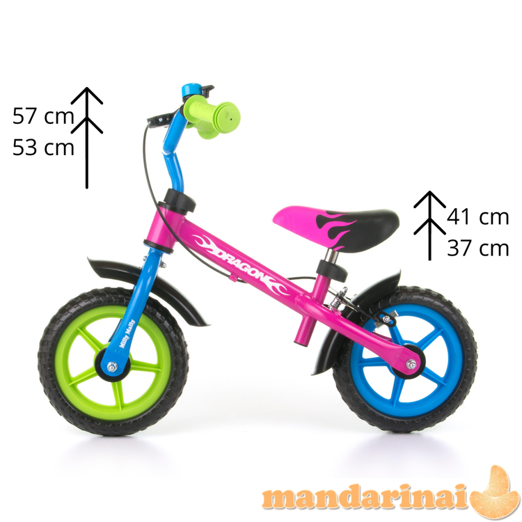 Milly Mally vaikštantis dviratis drakonas su stabdžiu įvairiaspalvis