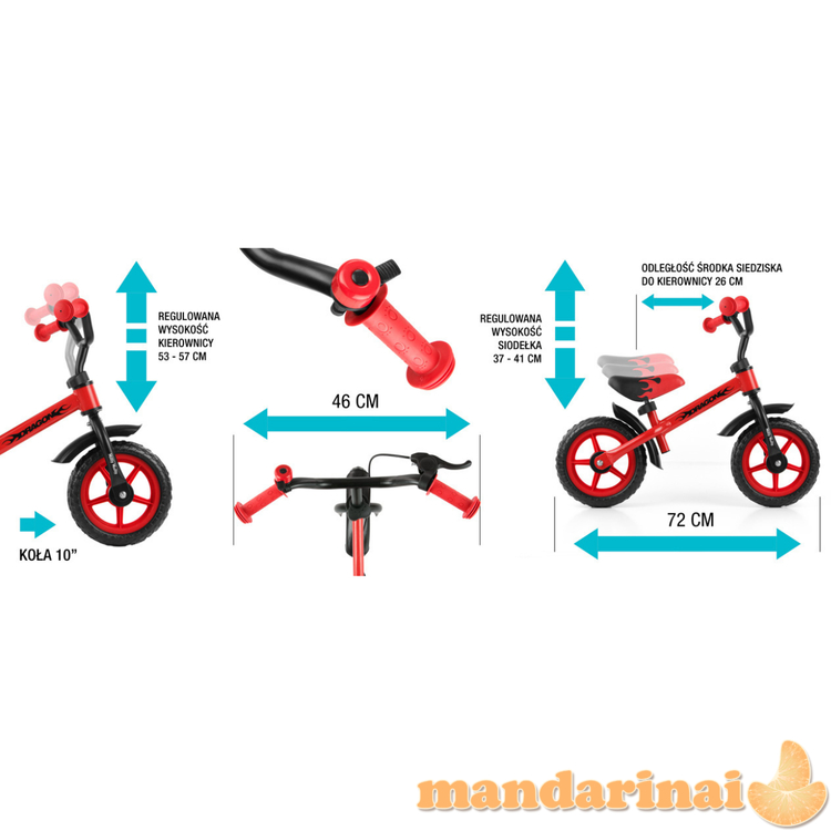 Milly Mally vaikštantis dviratis drakonas su stabdžiu įvairiaspalvis