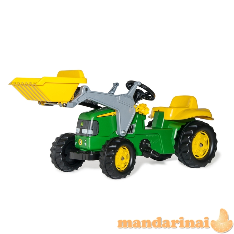 Rolly Toys 023110 Rolly Kid John Deere traktorius su kaušu ir priekaba