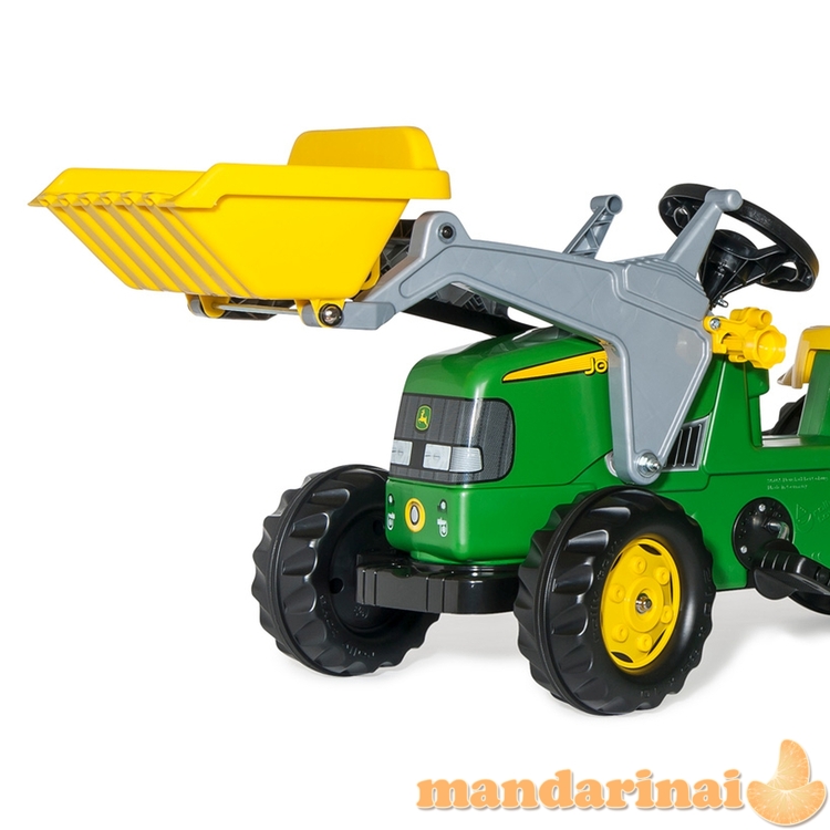 Rolly Toys 023110 Rolly Kid John Deere traktorius su kaušu ir priekaba