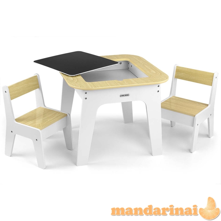 Olaf Blocks baldų komplektas - Baltas stalas ir dvi kėdės