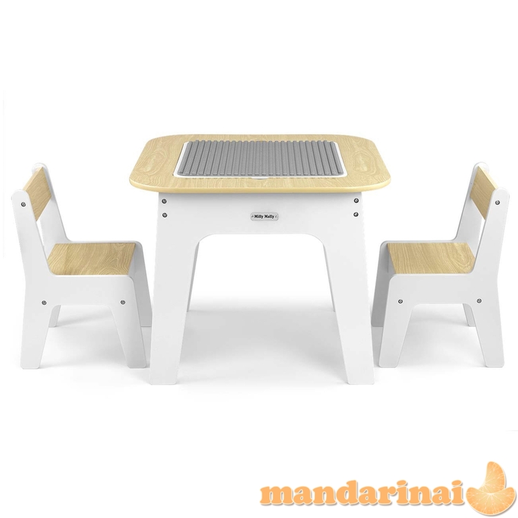 Olaf Blocks baldų komplektas - Baltas stalas ir dvi kėdės