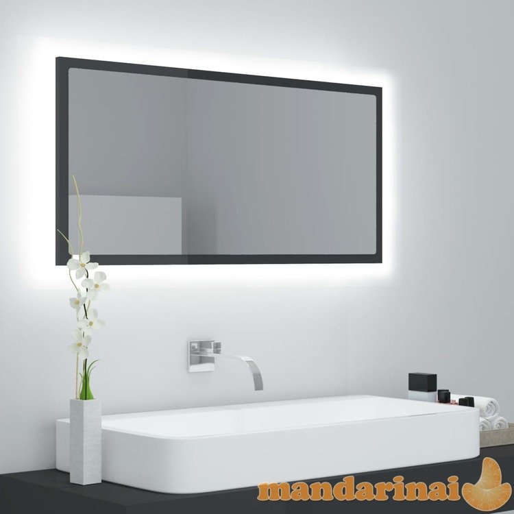 Vonios kambario veidrodis, pilkas, 90x8,5x37cm, mdp, blizgus