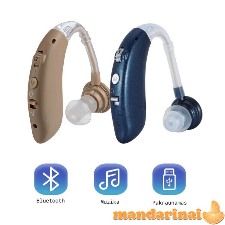 Skaitmeninis pakraunamas klausos aparatas su Bluetooth funkcija, mėlynos spalvos