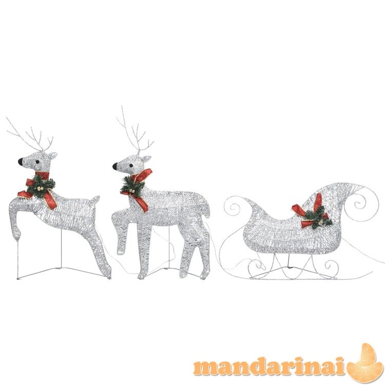 Kalėdų dekoracija elniai ir rogės, sidabrinės spalvos, 60 led