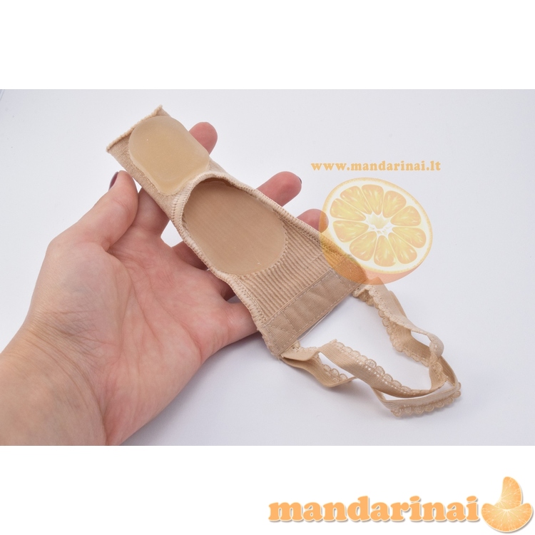 Medžiaginis įtvaras iššokusiam pėdos kauliukui su minkštomis pagalvėlėmis