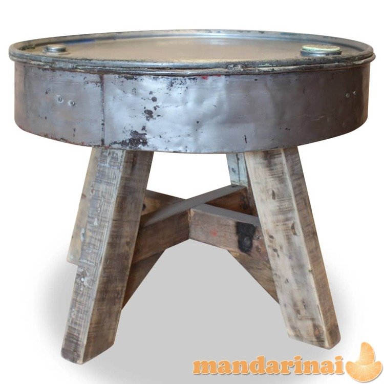Kavos staliukas, perdirbta mediena, 60x45cm, sidabrinis