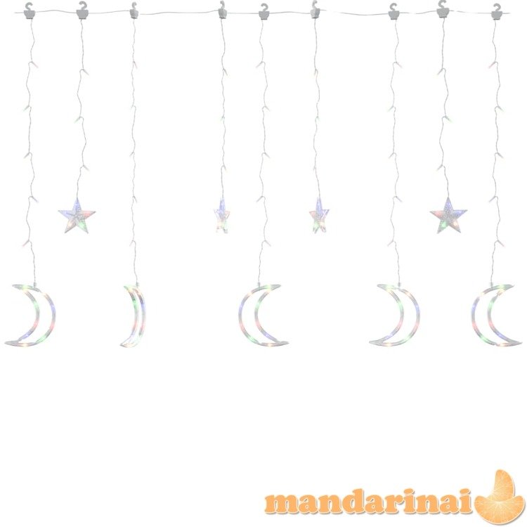 Girlianda žvaigždės ir mėnuliai, 138 spalvotos led lemputės