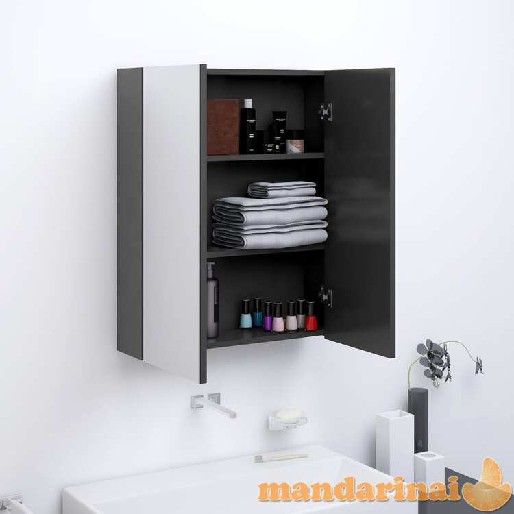Veidrodinė vonios spintelė, pilkos spalvos, 60x15x75cm, mdf