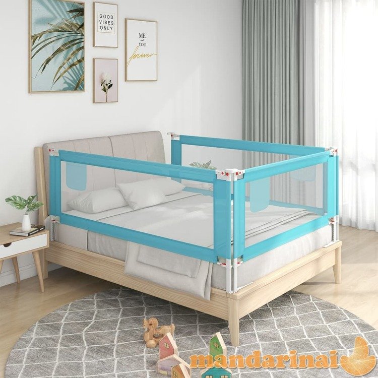 Apsauginis turėklas vaiko lovai, mėlynas, 150x25cm, audinys