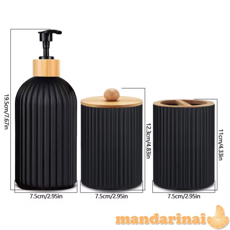 Rankų muilo dozatorius, dantų šepetėlių laikiklis, ausų krapštukų laikiklis 3