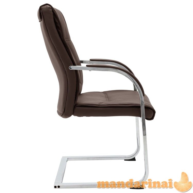 Gembinė biuro kėdė, rudos spalvos, dirbtinė oda