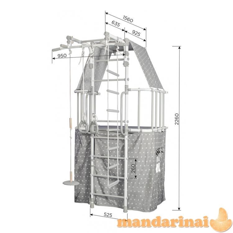 Gimnastikos sienelė SANRO L PASTEL su skersiniu ir palapine, turkio-pilka,  226x115cm 1