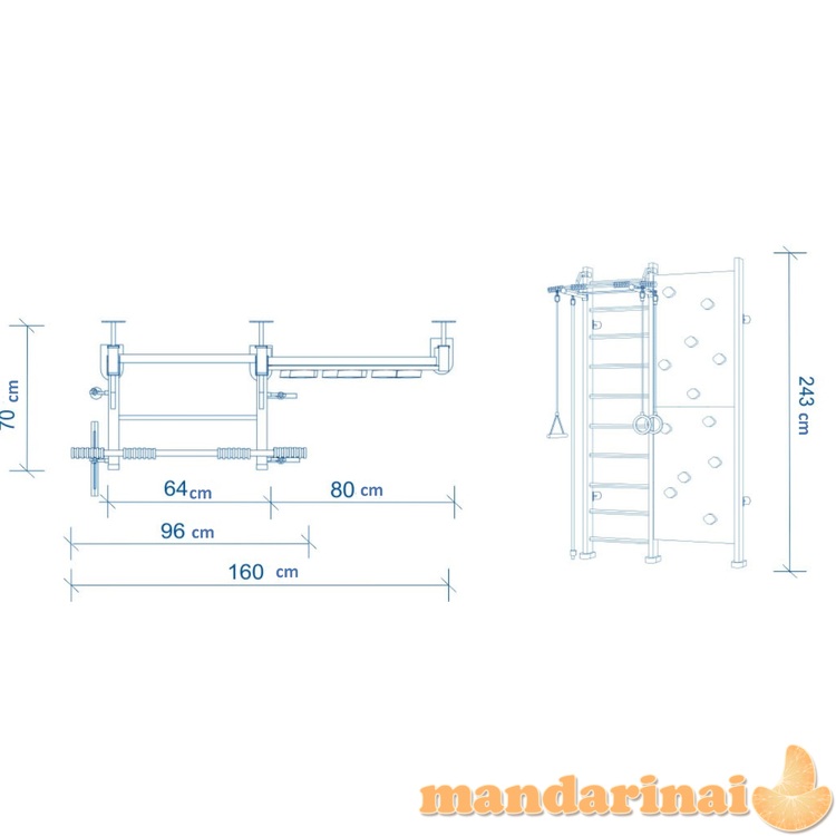Medinė &scaron;vedi&scaron;ka gimnastikos sienelė SANRO ROCK natūrali, 243x160cm
