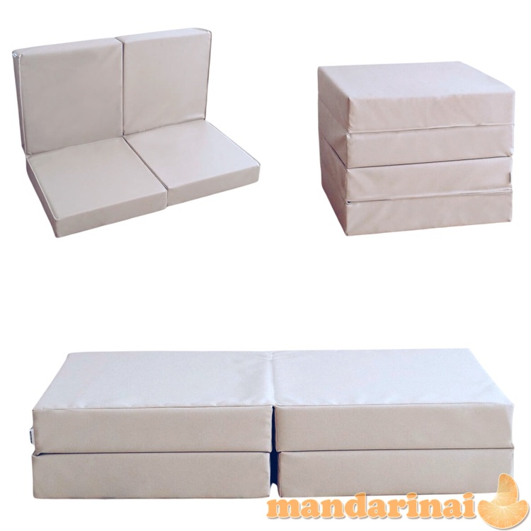 Sulankstomas gimnastikos čiužinys SANRO 100x100x10 cm kreminis (4 dalių) 1