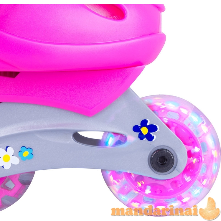 Vaiki&scaron;kas riedučių su &scaron;viečiančiais ratukais ir apsaugų komplektas Worker Polly LED