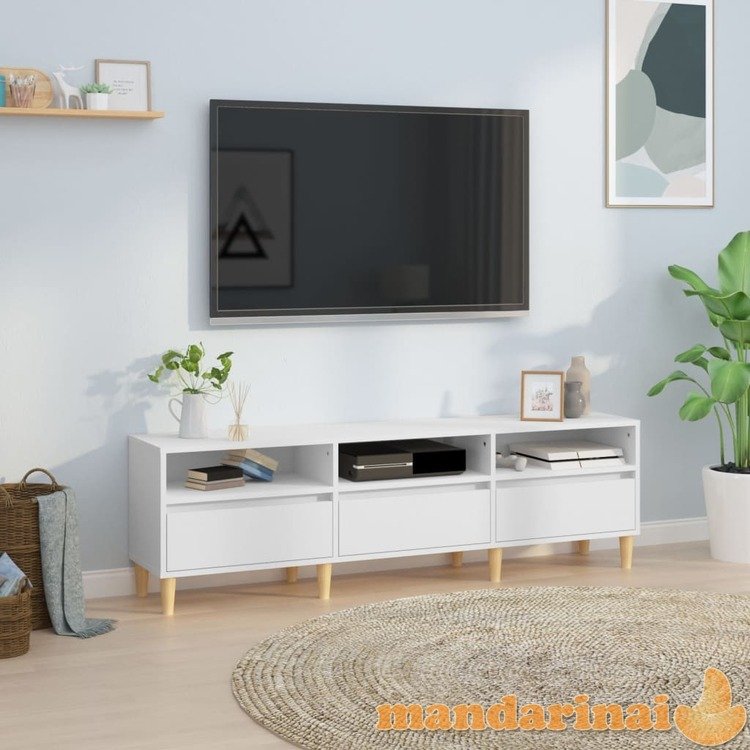 Televizoriaus spintelė, balta, 150x30x44,5cm, apdirbta mediena