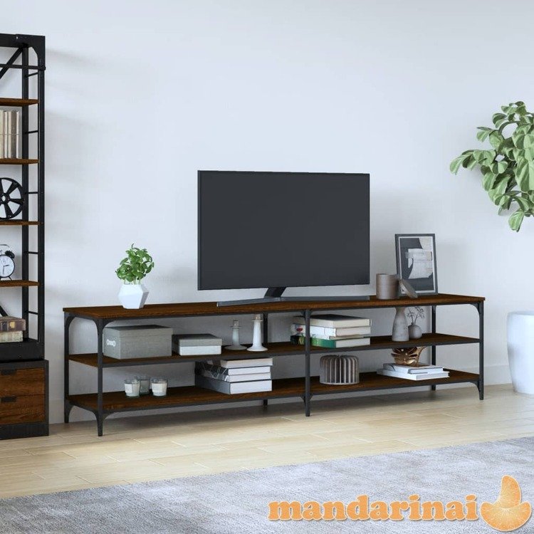 Televizoriaus spintelė, ruda, 200x30x50cm, mediena ir metalas