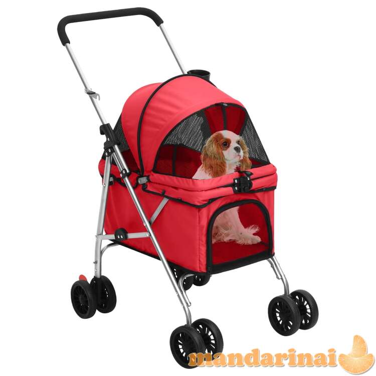 Sulankstomas vežimėlis šunims, raudonas, 76x50x100cm, audinys