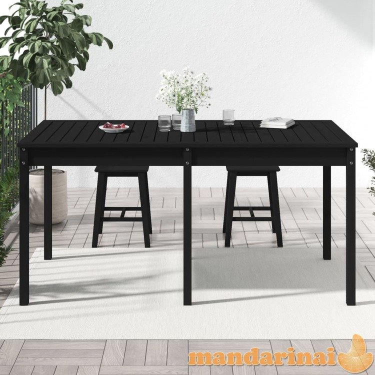 Sodo stalas, juodas, 159,5x82,5x76cm, pušies medienos masyvas