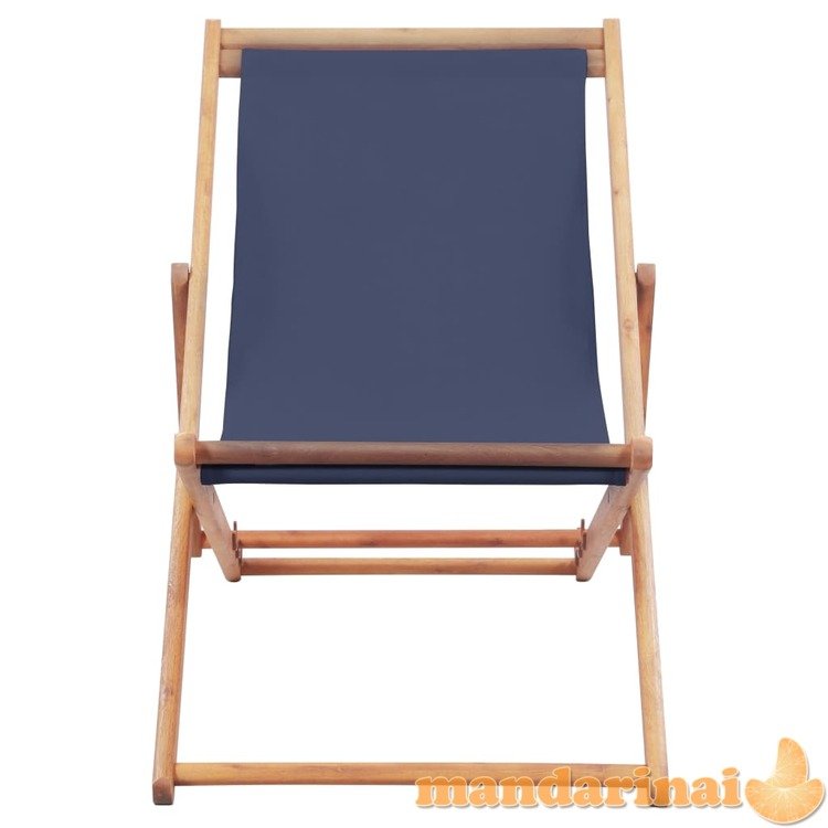 Sulankstoma paplūdimio kėdė, audinys ir medinis rėmas, mėlyna