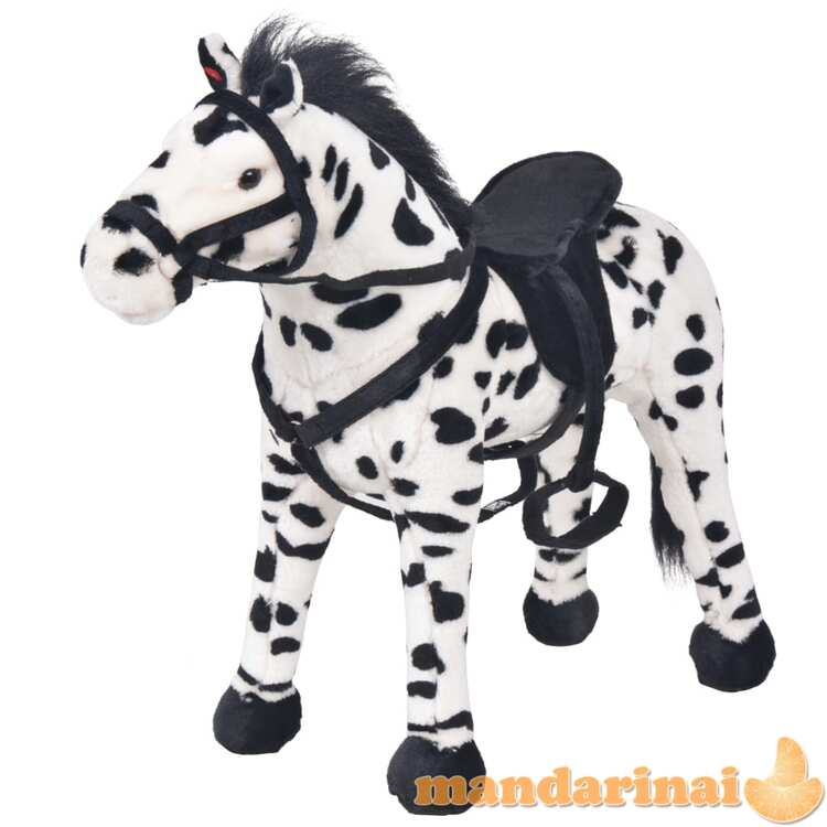 Stovintis pliušinis žaislas žirgas, juodas ir baltas, xxl