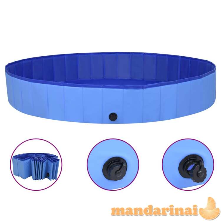 Sulankstomas baseinas šunims, mėlynos spalvos, 200x30cm, pvc