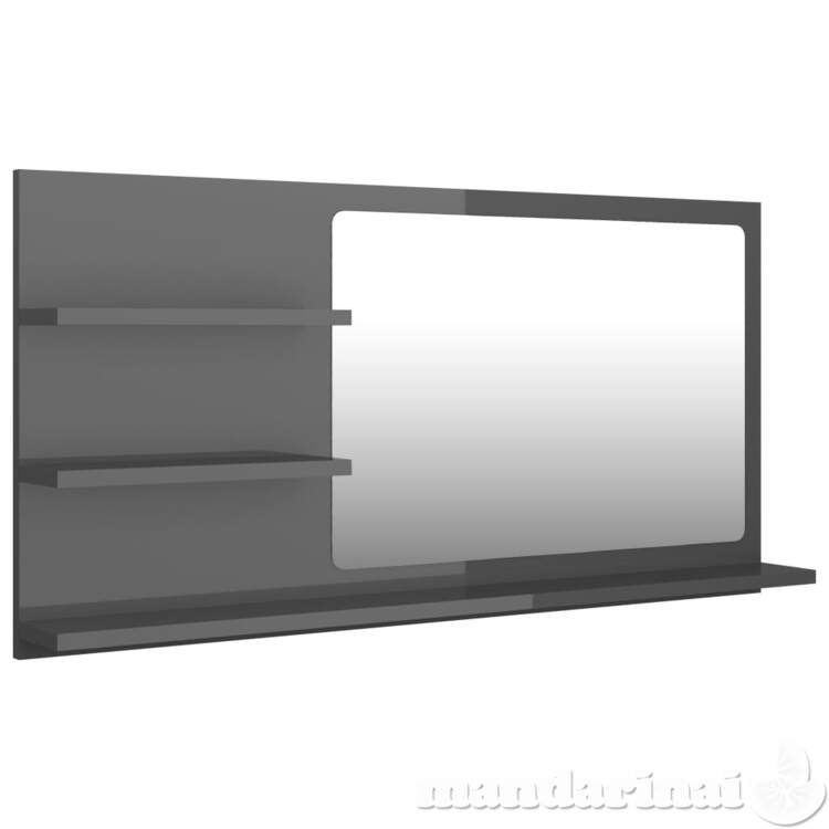 Vonios kambario veidrodis, pilkas, 90x10,5x45cm, mdp, blizgus