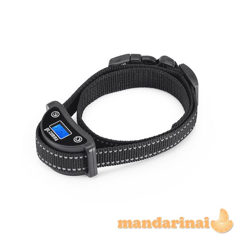 Pakraunamas 3 režimų anti-lojimo antkaklis su LCD ekranu mažiems šunims