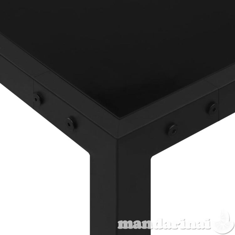 Sodo stalas, juodos spalvos, 130x130x72cm, plienas ir stiklas