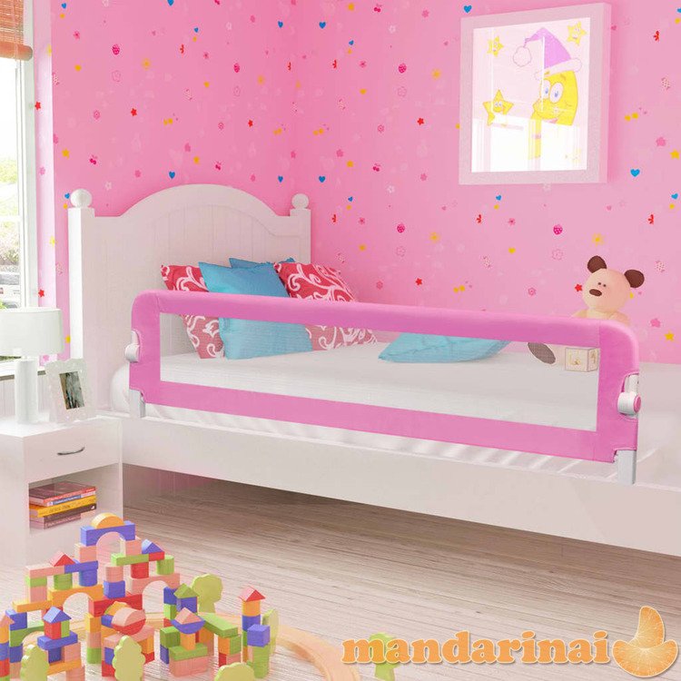 Apsauginis turėklas vaiko lovai, rožinis, 180x42cm, poliesteris