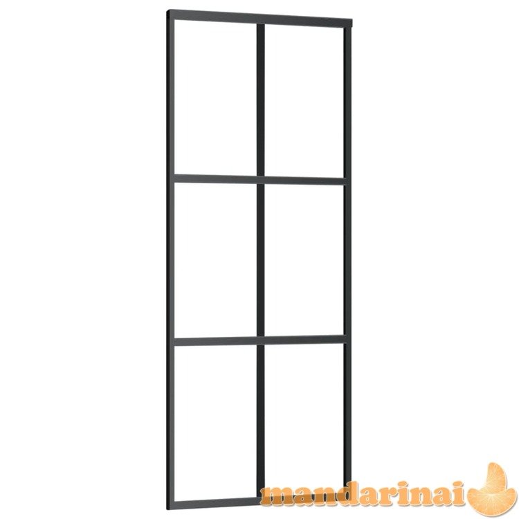 Stumdomos durys, juodos, 76x205cm, esg stiklas ir aliuminis