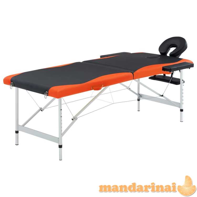 Masažinis stalas, juodas ir oranžinis, aliuminis, 2 zonų