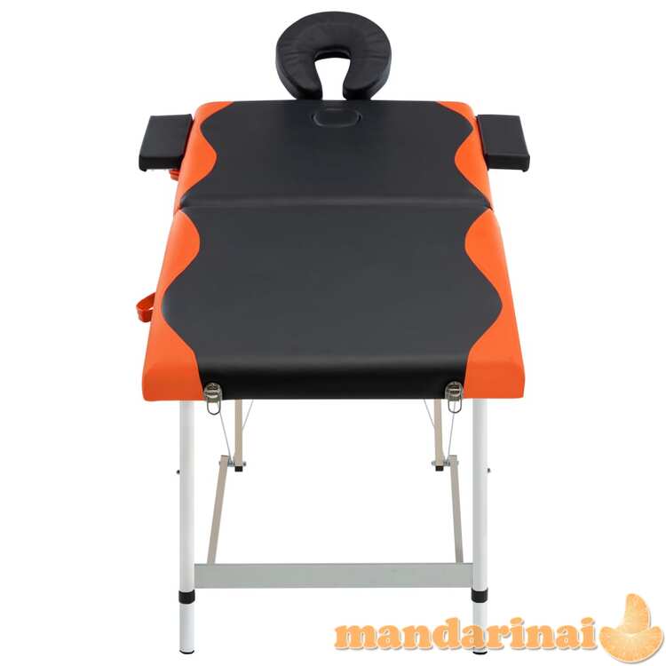 Masažinis stalas, juodas ir oranžinis, aliuminis, 2 zonų