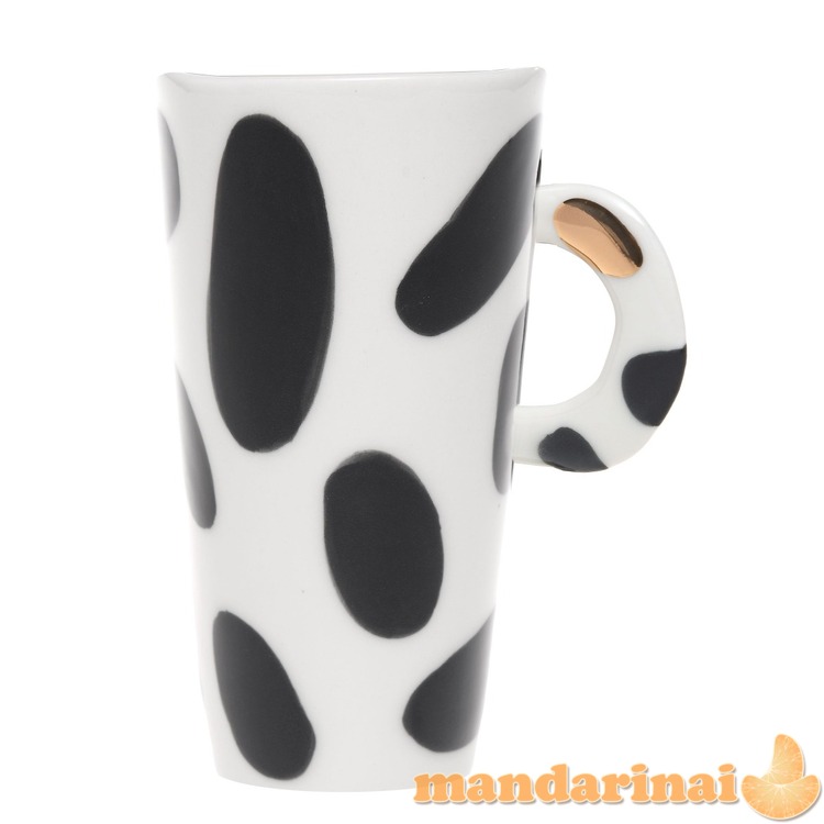 320 ml baltas puodelis su rankomis pagamintu raštu