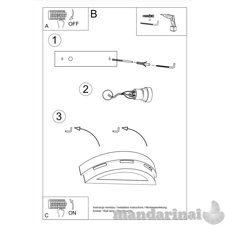 Sieninis šviestuvas keramika helios 7