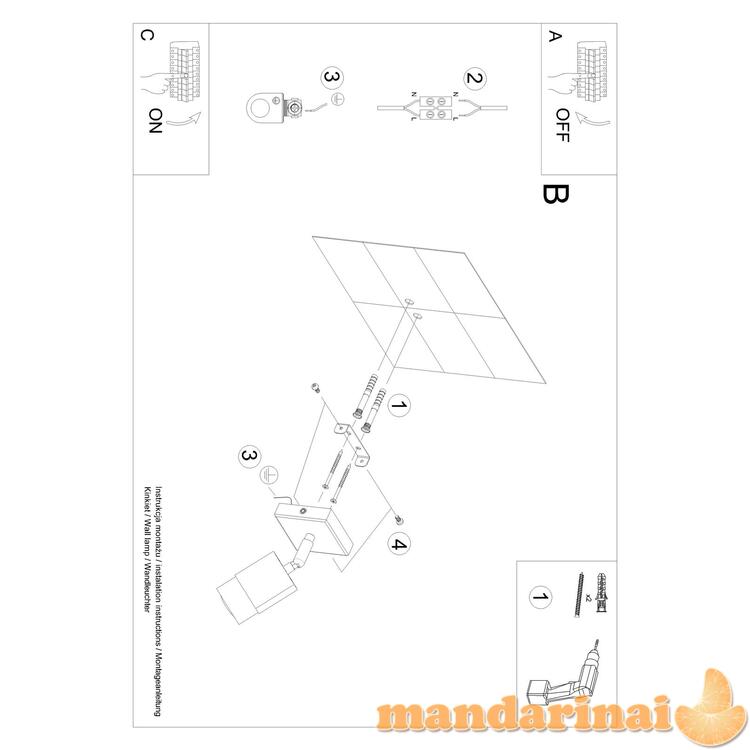 Sieninis šviestuvas nero juodas/auksinis 4