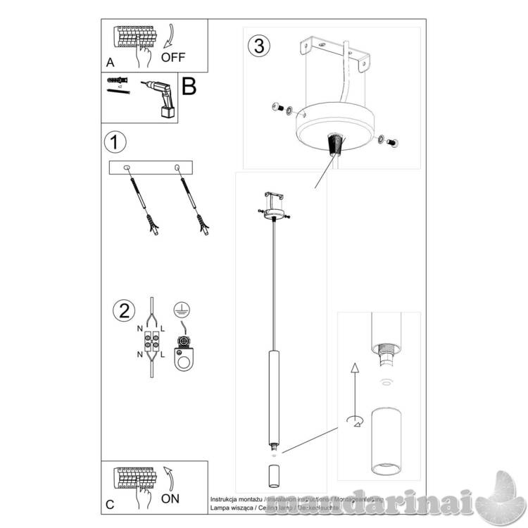 Pakabinama lempa Wezyr 1 juoda