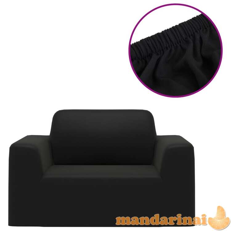 Tamprus sofos užvalkalas, juodas, džersio poliesteris