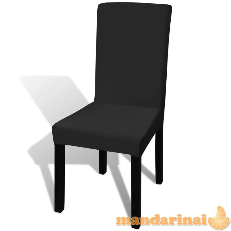 Tiesūs įtempiami kėdžių užvalkalai, 4vnt., juodos spalvos