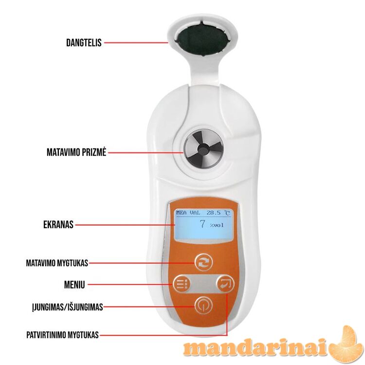 Skaitmeninis refraktometras alkoholio koncentracijai matuoti