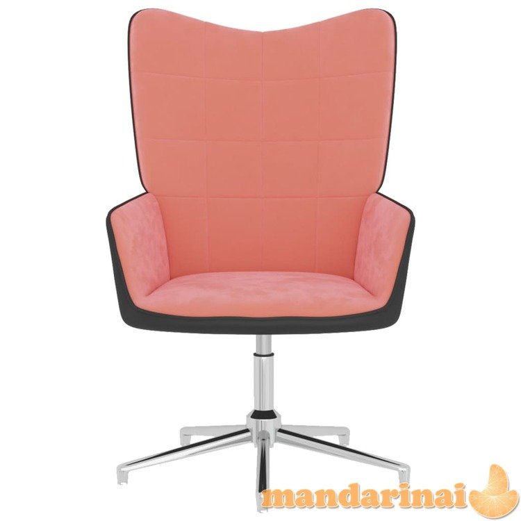 Poilsio kėdė, rožinės spalvos, aksomas ir pvc