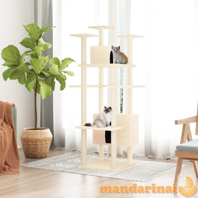 Draskyklė katėms su stovais iš sizalio, kreminės spalvos, 162cm
