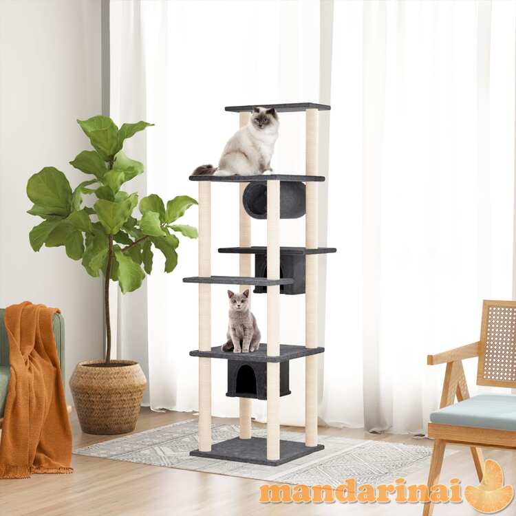 Draskyklė katėms su stovais iš sizalio, tamsiai pilka, 169cm