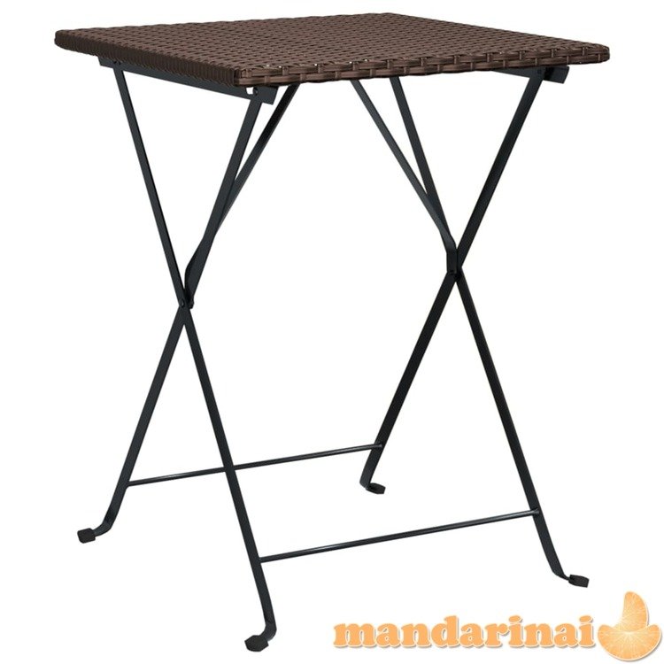 Sulankstomas bistro stalas, rudas, 55x54x71cm, poliratanas